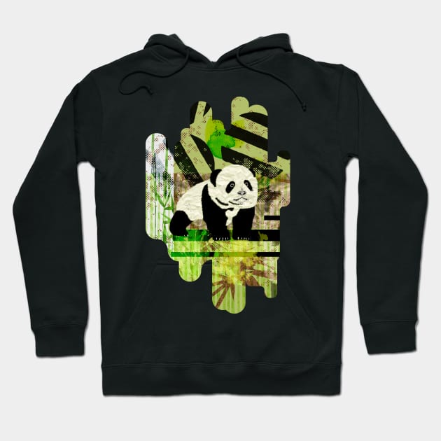 Panda Cub Abstract mixed media digital art collage Hoodie by Nartissima